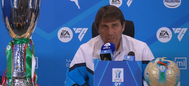 Conte in conferenza stampa: “Complimenti ai ragazzi, trasudavano la voglia di scrivere la storia. Futuro in Arabia? Mai dire mai…”