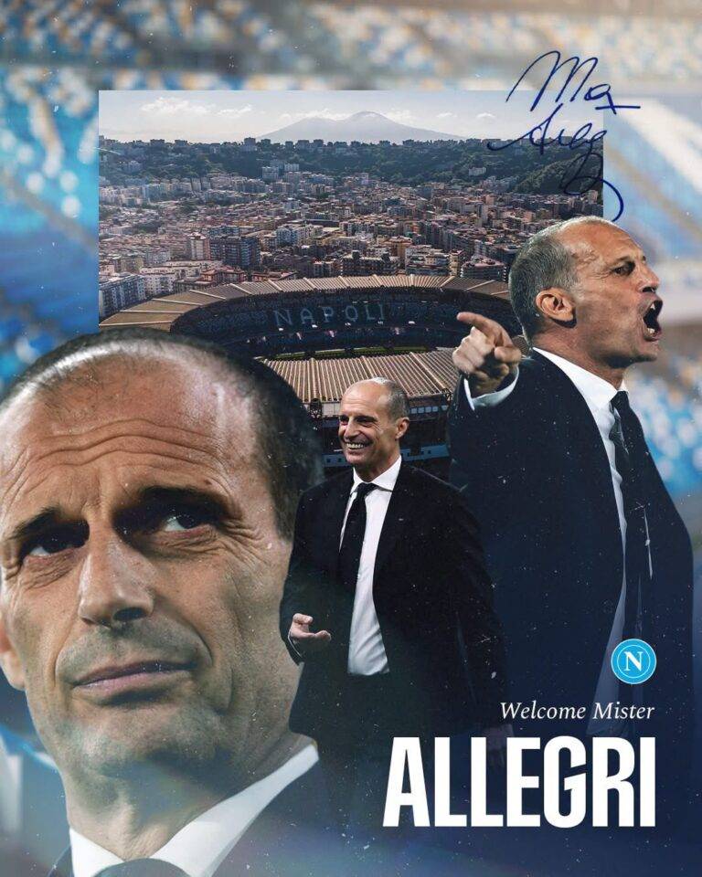 Massimiliano Allegri è ufficialmente il nuovo allenatore del Napoli